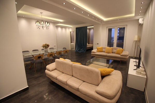 Superior Suite, 4 Bedrooms, Balcony | Living area | Flat-screen TV - Super Luxury Apartments (Tbilisi)