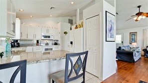 Fridge, microwave, oven, dishwasher