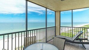 A balcony with a view of the ocean and beach. - Reflections 804 - GULF FRONT Condo! (Indian Rocks Beach)