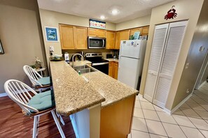 Fridge, microwave, oven