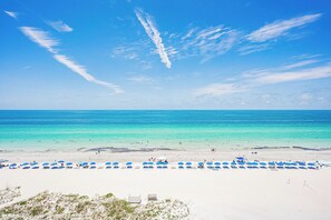 On the beach, beach towels