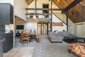 Smart TV, fireplace, DVD player