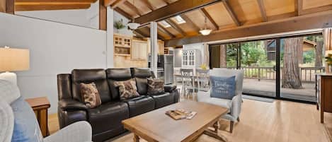 Smart TV, fireplace, DVD player, books