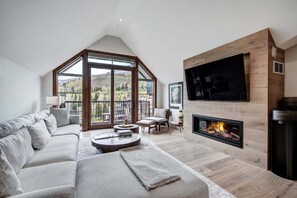 Televisión, chimenea, videojuegos y estéreo 