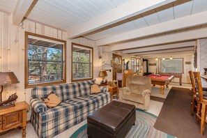 TV, fireplace, video games, table football