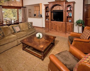 TV, fireplace, DVD player, stereo
