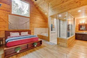 Shower, hair dryer, towels, soap - Oasis- Spa Cabin W/Sauna, Jacuzzi, and Rain Shower/hot tub (Cleveland)