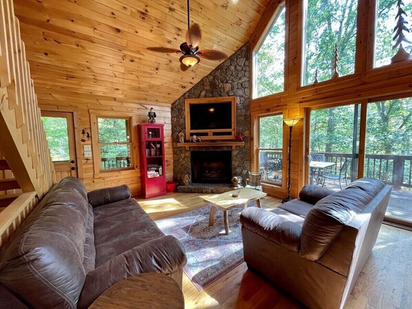 Smart TV, fireplace, stereo