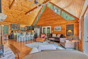 Télévision, cheminée, lecteur de DVD