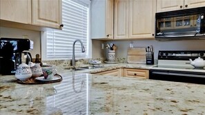 Fridge, microwave, oven, dishwasher