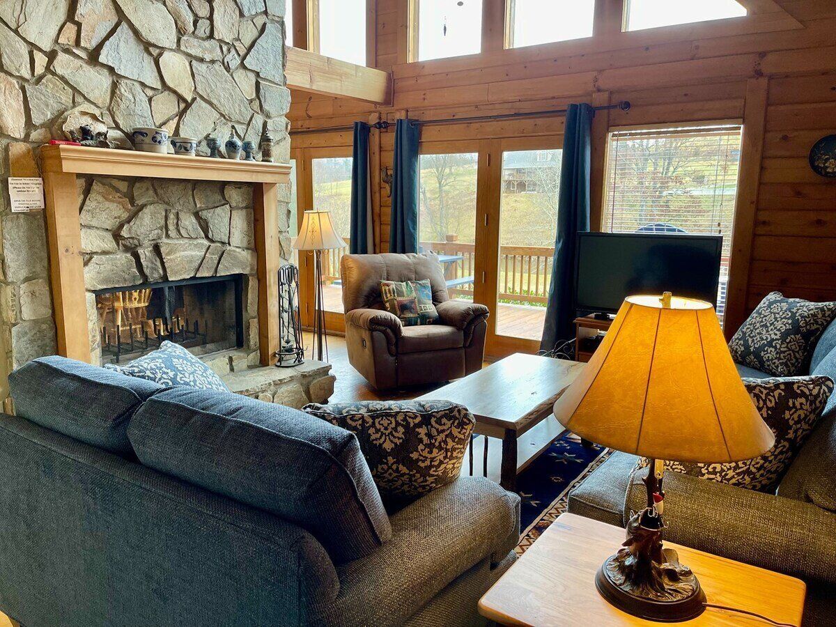 Smart TV, fireplace, foosball