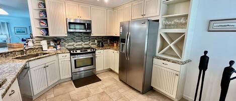 Fridge, microwave, oven