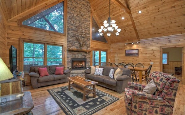 TV, fireplace, DVD player