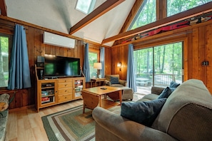 Smart TV, fireplace, DVD player