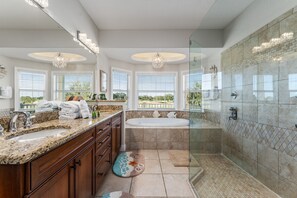 Bathtub, hair dryer, towels