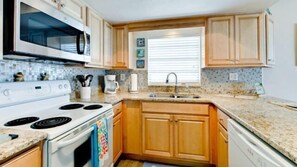 Fridge, microwave, oven, dishwasher