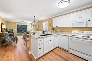 Fridge, microwave, oven, stovetop - Ground-Floor 2BR Condo at True Blue Golf Resort with Pool Access (Pawleys Island)