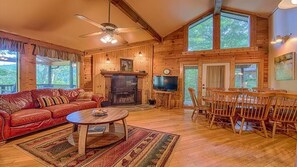 Smart TV, fireplace, DVD player