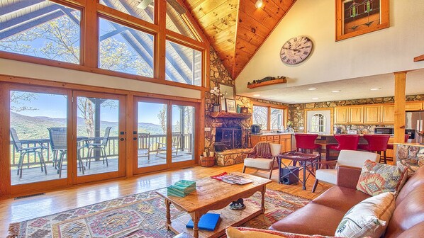 Smart TV, fireplace, DVD player, books