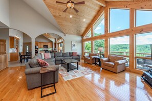 Smart TV, fireplace, ping pong