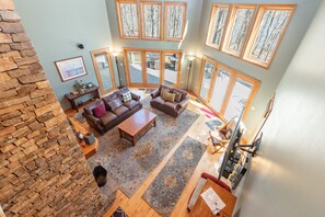 TV, fireplace, table football, stereo