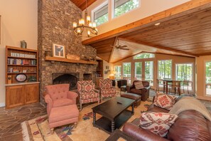 Smart TV, fireplace, DVD player, table football