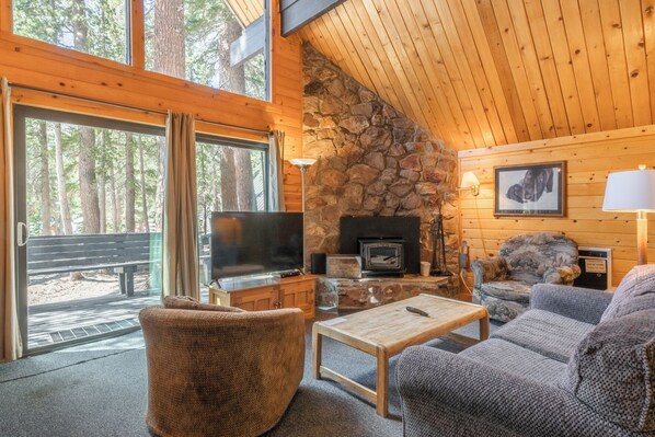 TV, fireplace, DVD player - Chalet #25, Charming Ski in/ Ski Out, just steps to the Mountain (Mammoth Lakes)
