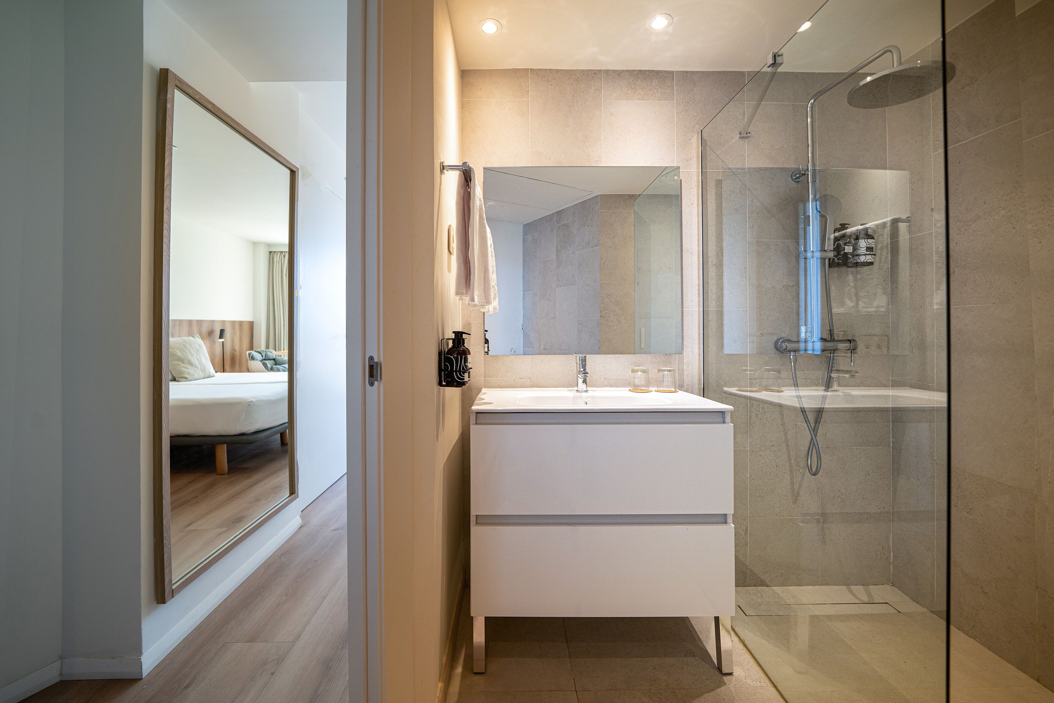 free toiletries, hair dryer, towels