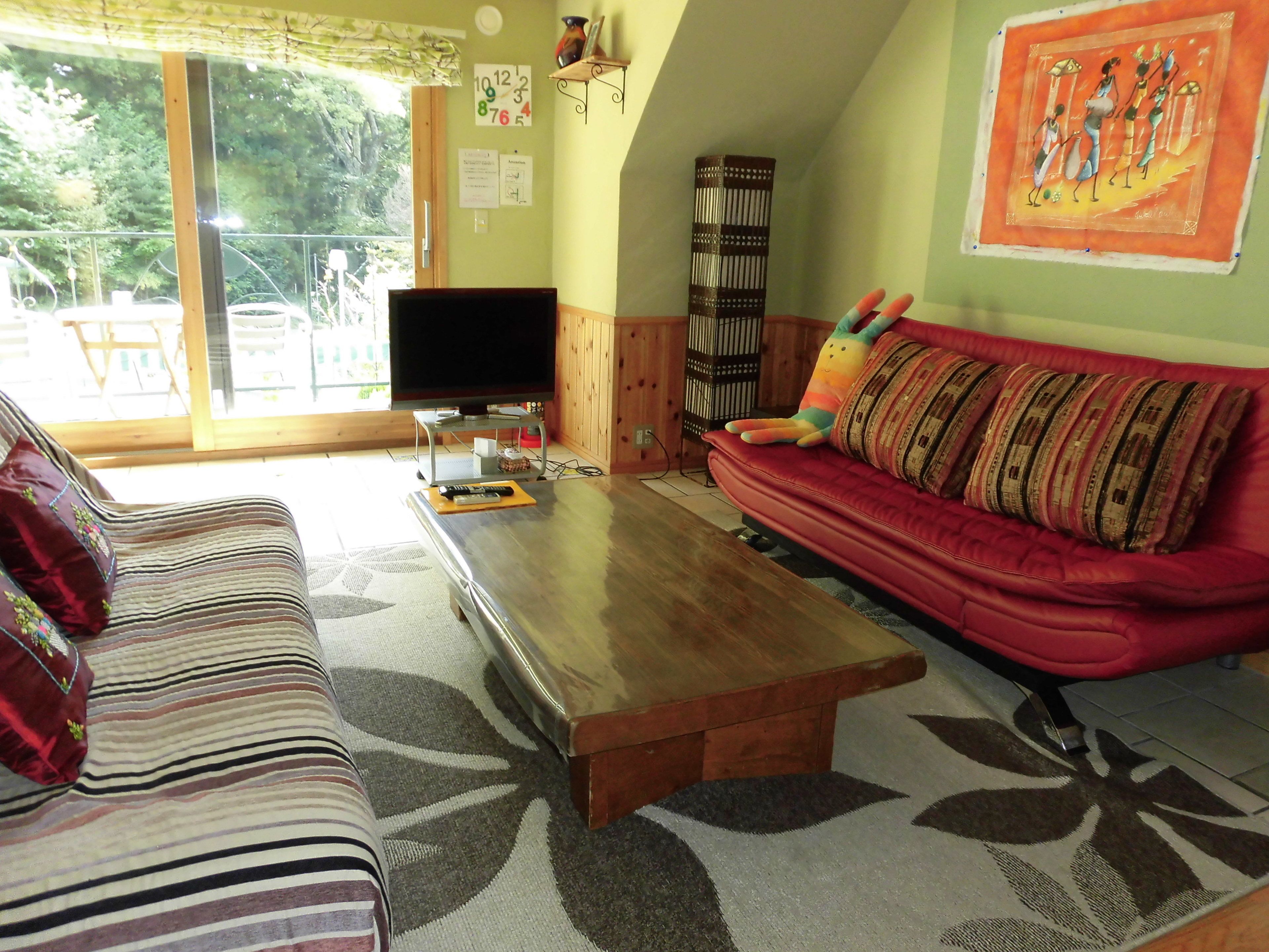 Flat-screen TV, DVD player