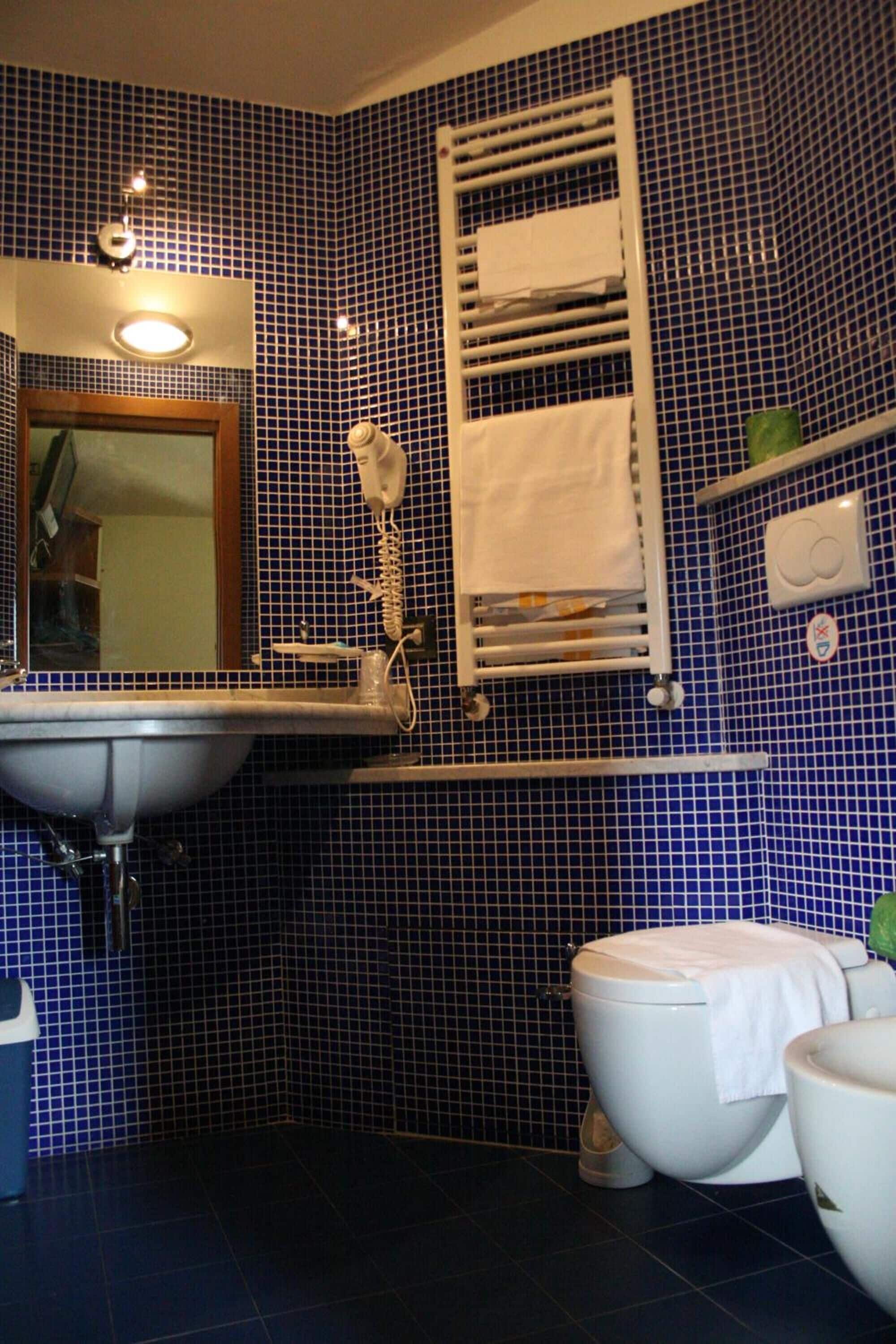 shower, free toiletries, slippers, bidet