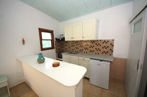 Estudio | Cocina privada | Frigorífico, horno, placa de cocina y cafetera o tetera