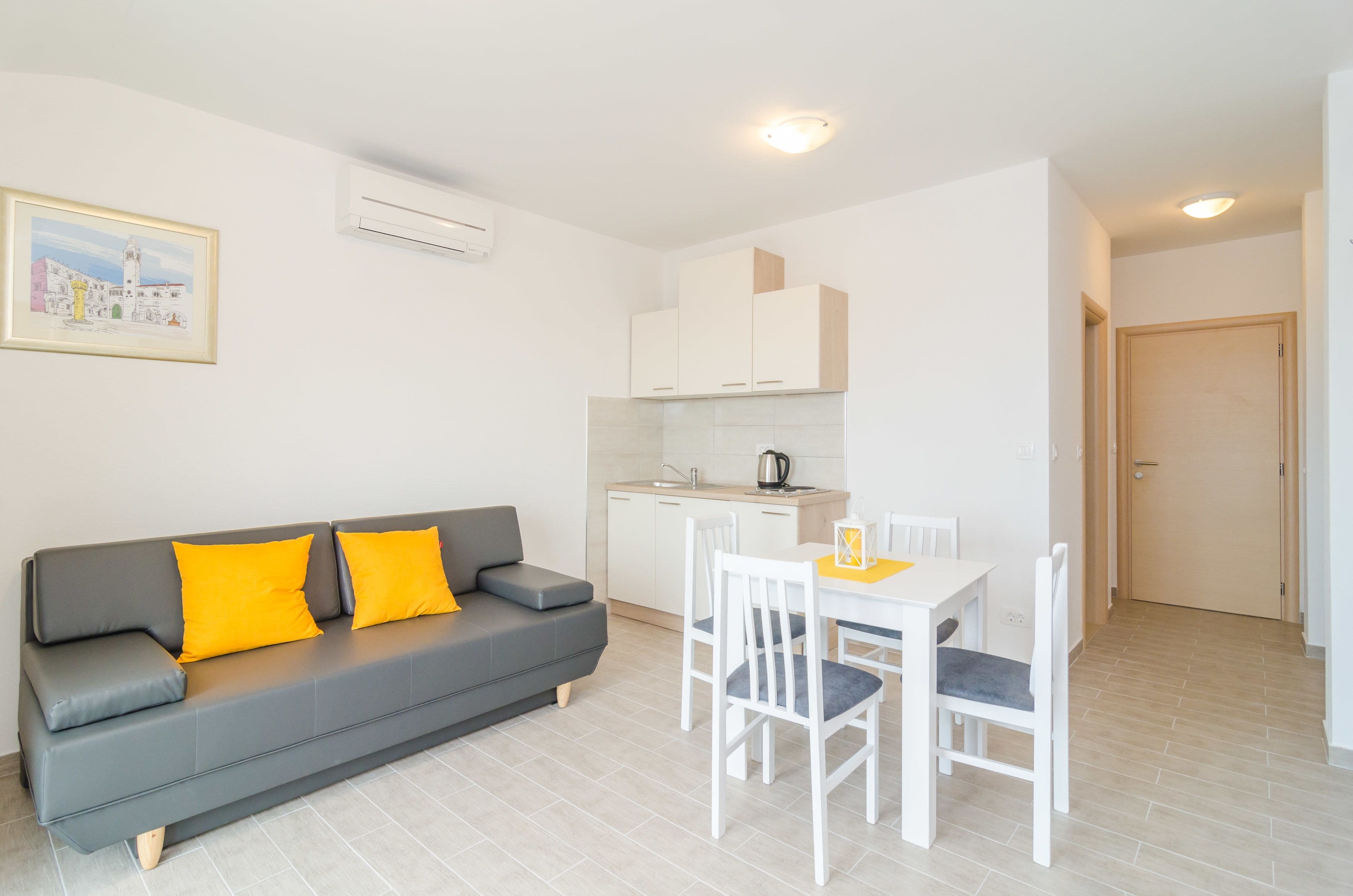 Appartamento Comfort, 2 camere da letto, terrazzo, vista mare | Soggiorno | TV a schermo piatto