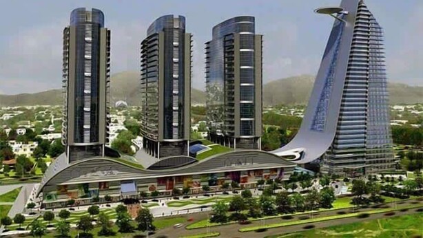 A modern architectural complex with three high-rise buildings, featuring a distinctive curved design on the rightmost building. - Islamabad inns (Islamabad)