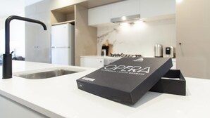 Executive-huoneisto, 2 makuuhuonetta, keittiö, kaupunkinäköala | Yksityinen keittiö