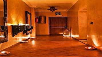 Steam room, mud baths, deep-tissue massages, Swedish massages