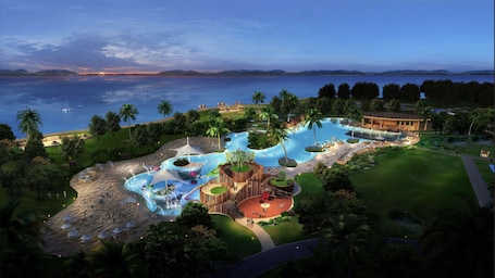 Indoor pool, outdoor pool, open 10:00 AM to 10:00 PM, sun loungers