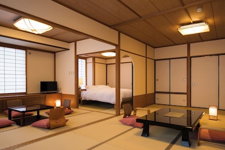 Japanese Style Room with Private Open-air Bath | Desk, free WiFi, bed sheets. Biwako Grand Hotel