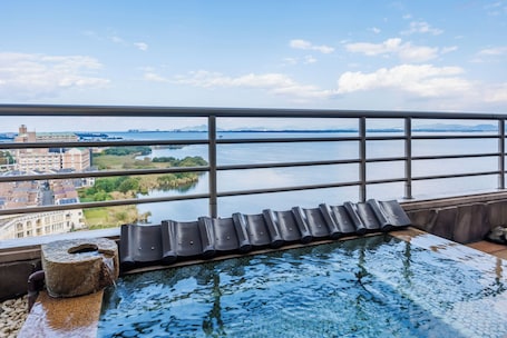 Japanese Style Room with Private Open-air Bath | View from room. Biwako Grand Hotel
