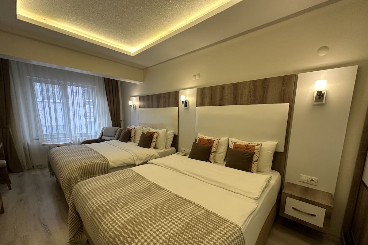 Quadrupla Standard | Biancheria da letto di alta qualità, minibar, una scrivania