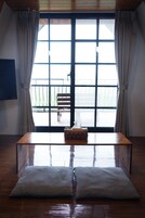 42-inch flat-screen TV with cable channels, TV