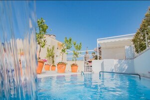 Outdoor pool, pool umbrellas