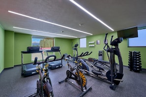 Stay fit and active in our well-equipped gym with treadmills, elliptical trainers, and a stationary bike.