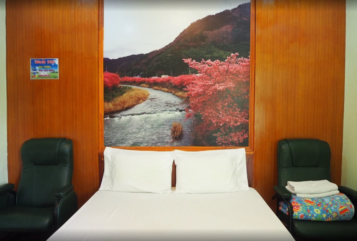 Desk, free WiFi, bed sheets