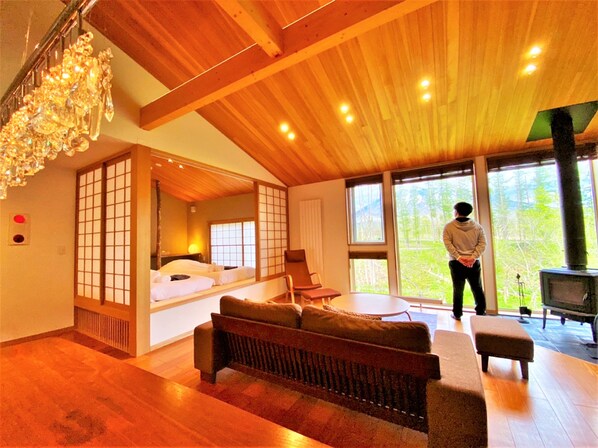 3 Bedrooms and 1 Tatami area Mountain View Lodge 11 | Living area | 40-inch flat-screen TV with digital channels, TV - Miru Niseko (Kutchan)