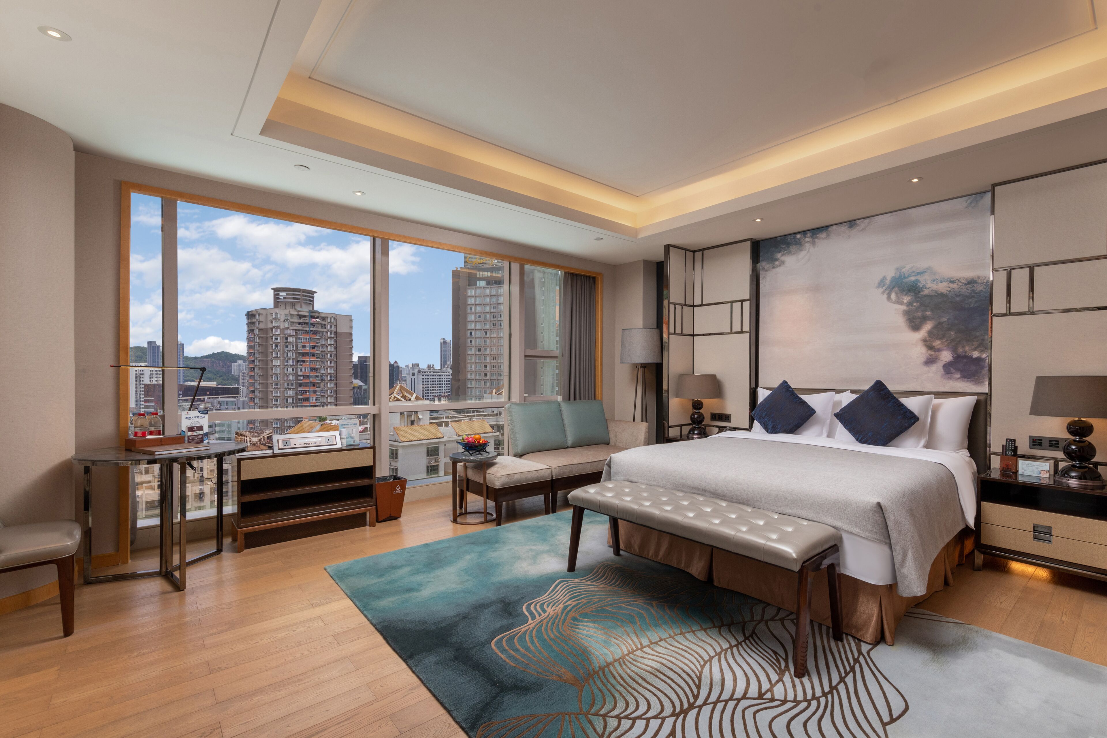 deluxe business double bed room | premium bedding, minibar, in-room safe, desk