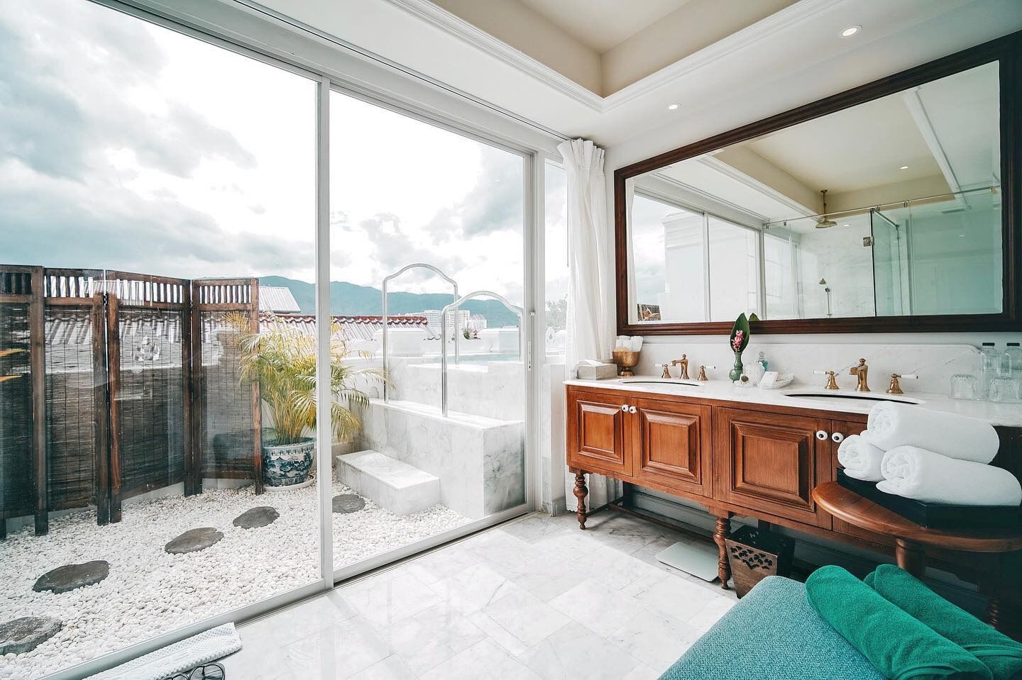 doi suthep pool suite | bathroom | separate bathtub and shower, deep-soaking bathtub, rainfall showerhead