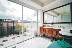 Doi Suthep Pool Suite | Bathroom | Separate tub and shower, deep soaking tub, rainfall showerhead - The Inside House (Chiang Mai)