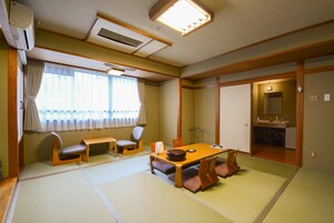 Japanese Style Room for 4 People, New Building | In-room safe, desk, free WiFi, bed sheets