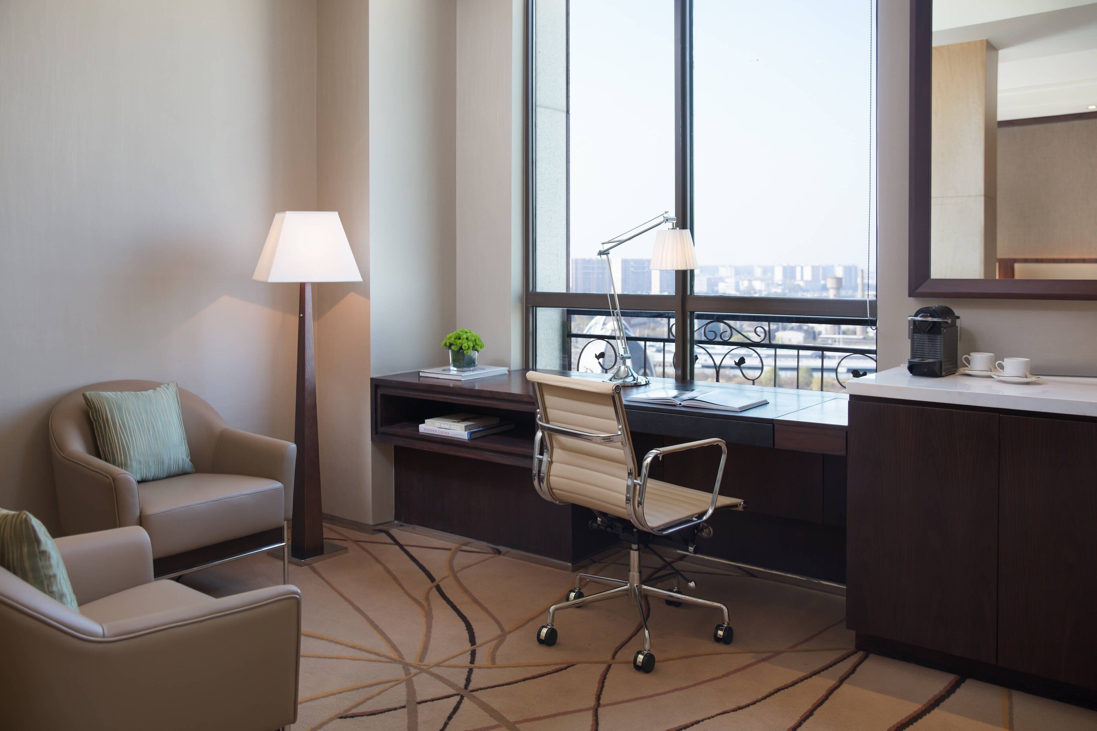 premier room, 2 double beds, city view | minibar, in-room safe, desk, blackout curtains