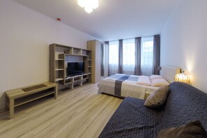 Businessstudiosviitti, oma kylpyhuone, kaupunkinäköala | Työpöytä, silitysrauta/-lauta, ilmainen Wi-Fi